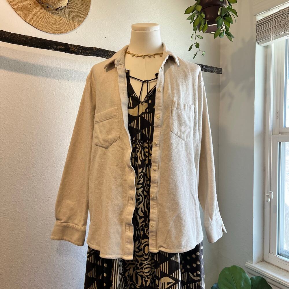 Madewell Cream Cotton Button Side Oversized Shirt Size Medium